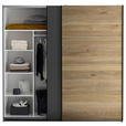 SCHWEBETÜRENSCHRANK  in Graphitfarben, Eichefarben  - Eichefarben/Schwarz, MODERN, Holzwerkstoff/Metall (215/210/60cm) - Carryhome