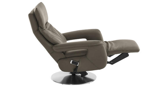 RELAXSESSEL in Leder Graubraun - Edelstahlfarben/Graubraun, Design, Leder/Metall (78/112/85cm) - Cantus