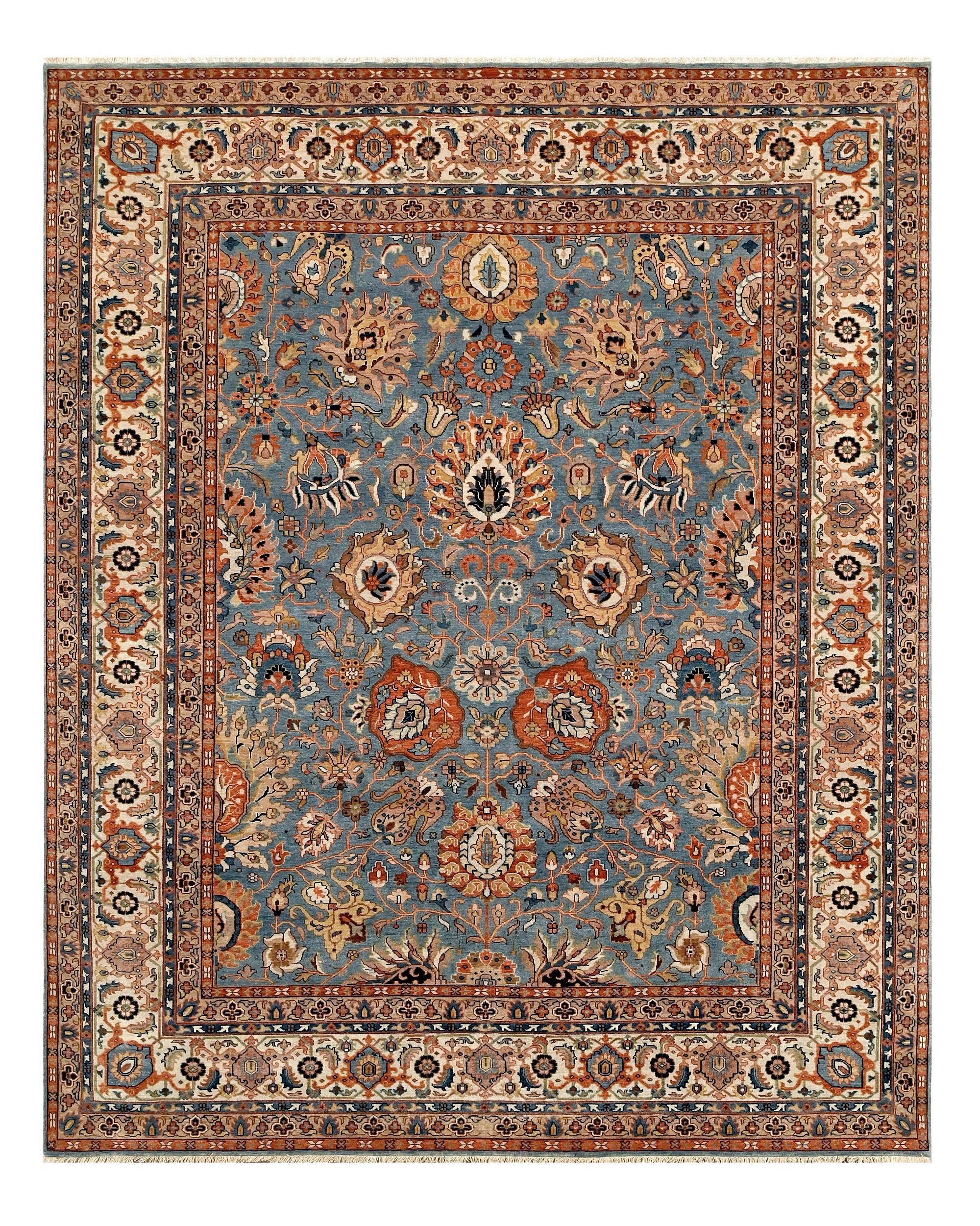 ORIENTTEPPICH  Wohnzimmer 140/200 cm Malayer Hellblau, Beige rechteckig  - Beige/Hellblau, LIFESTYLE, Textil (140/200cm) - Cazaris