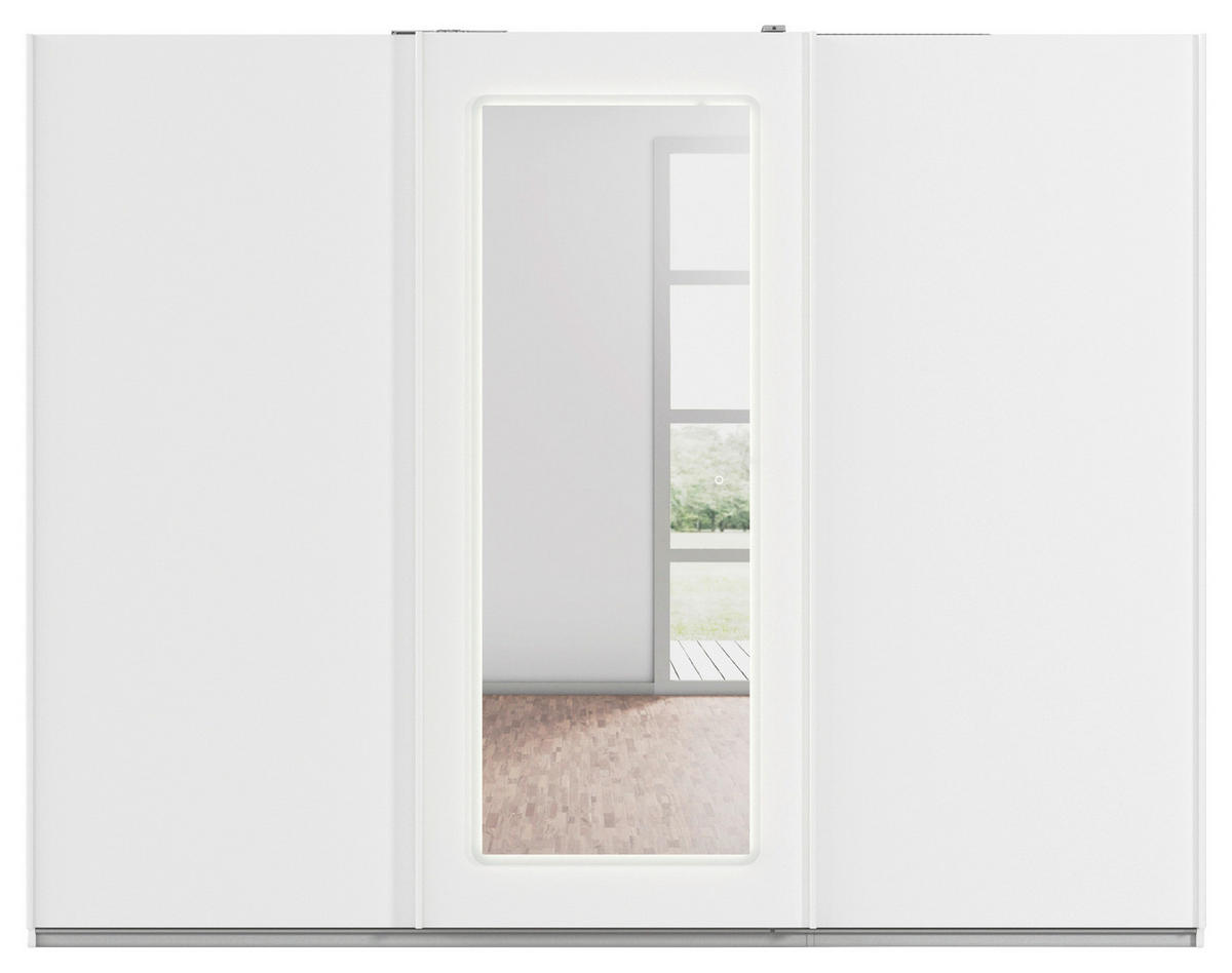 SCHWEBETÜRENSCHRANK 271/210/62 cm 3-türig Weiß  - Weiß, Design, Glas/Holzwerkstoff (271/210/62cm) - Rauch Möbel