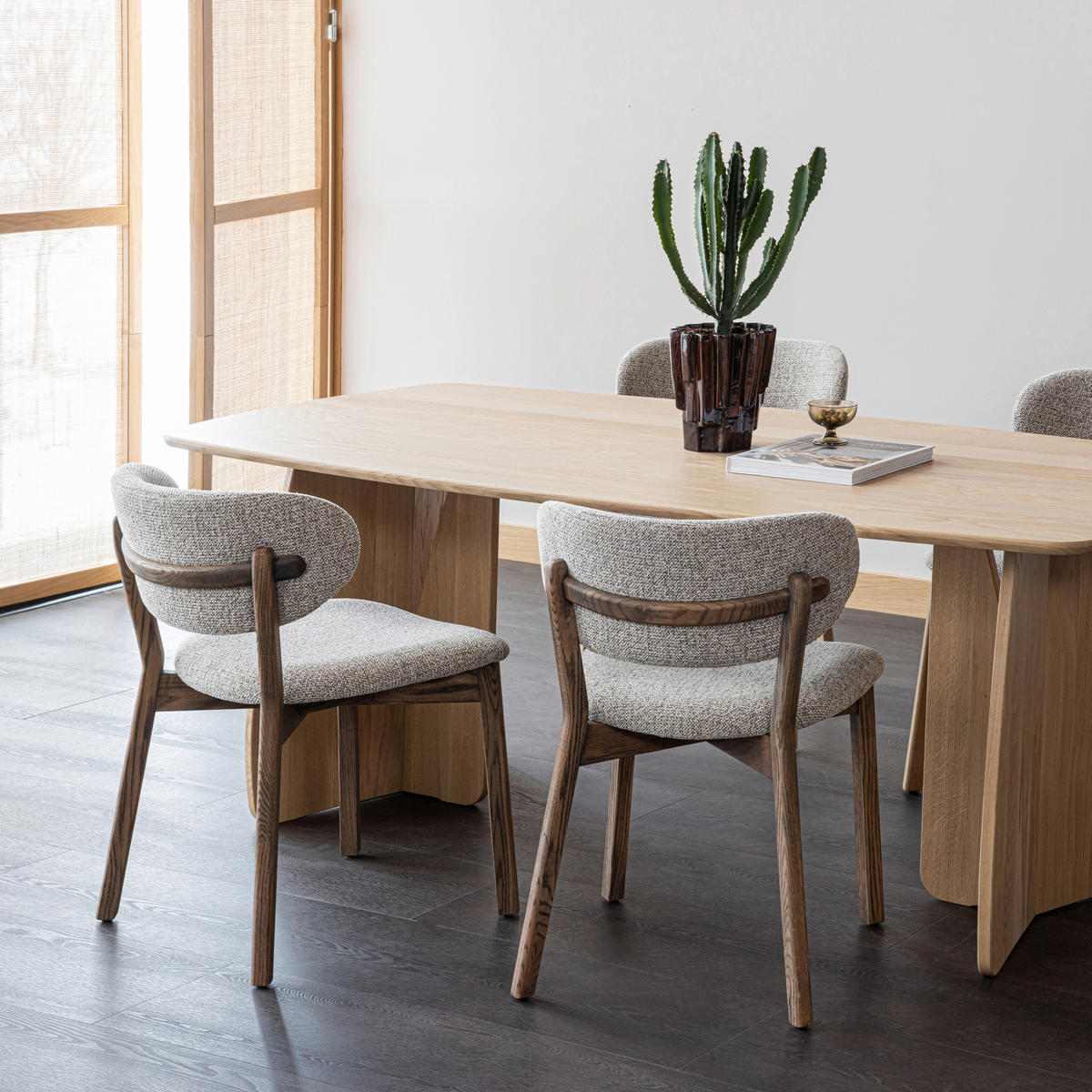 STUHL-SET 2 Stück  Webstoff  - Dunkelbraun/Naturfarben, MODERN, Holz/Textil (51/82/60cm) - Livetastic