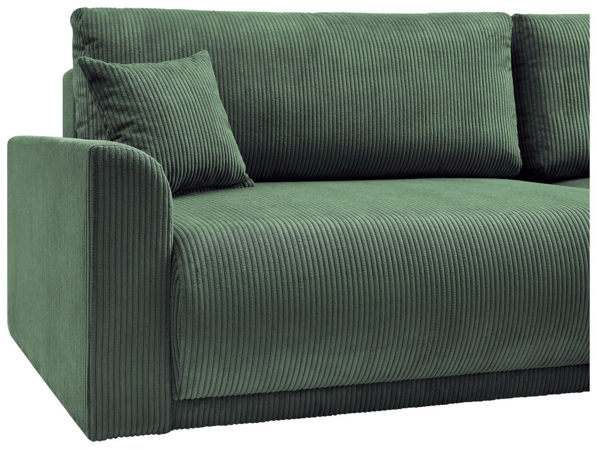 ECKSOFA KIMMY Grün Cord Zierkissen, Rückenkissen, Bettkasten  - Schwarz/Grün, Design, Kunststoff/Textil (233/146cm) - P & B