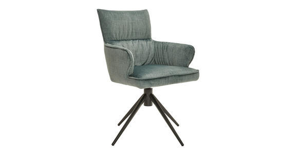 ARMLEHNSTUHL in Eisen Velours - Salbeigrün/Schwarz, Design, Textil/Metall (58/91/62cm) - Dieter Knoll