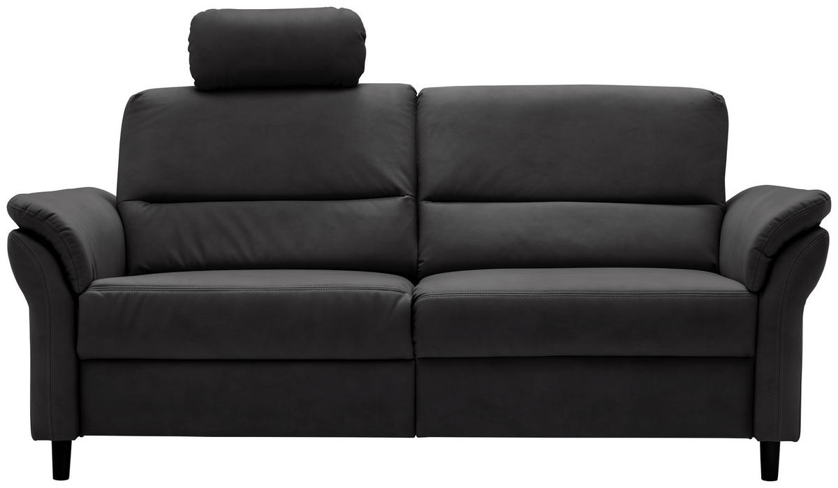 3-SITZER-SOFA in Lederlook Schwarz  - Schwarz, Modern, Holz/Textil (192/90/89cm) - Livetastic