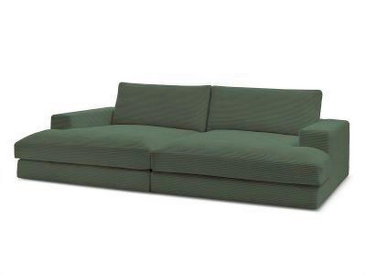 BIGSOFA LEONARD Cord Dunkelgrün  - Dunkelgrün/Schwarz, MODERN, Kunststoff/Textil (234/77/159cm)