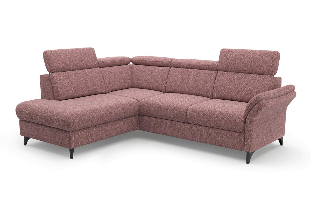 ECKSOFA Chenille Aubergine  - Aubergine/Schwarz, Konventionell, Textil/Metall (193/247cm) - Sit & More