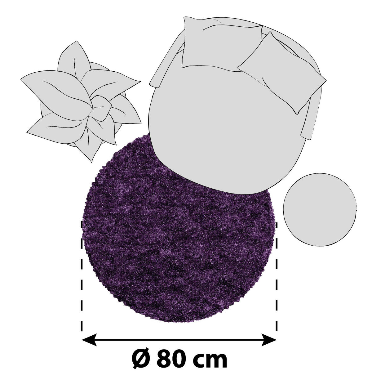 HOCHFLORTEPPICH 80 cm Fluffy 3500 Lila Lila  - Lila, Basics, Textil (80cm)