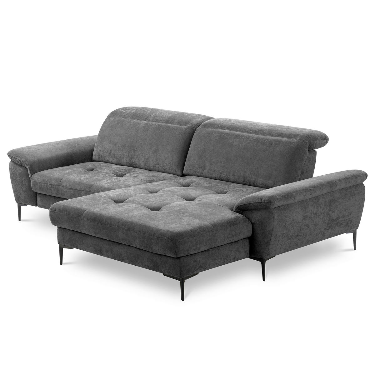 ECKSOFA  Webstoff Schwarz  - Schwarz, Design, Textil/Metall (268/195cm) - Livetastic