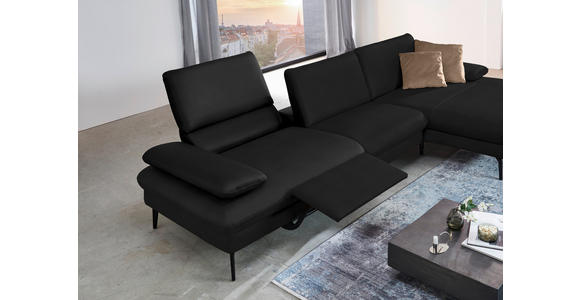 ECKSOFA in Echtleder Schwarz  - Schwarz, Design, Leder/Metall (325/157cm) - Dieter Knoll