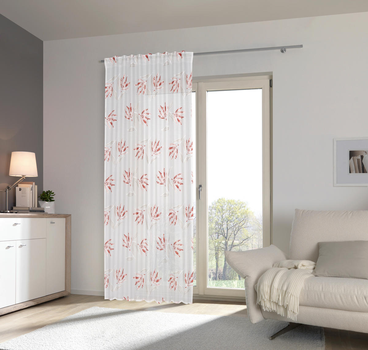 KÉSZFÜGGÖNY részben áttetsző  - piros/szürke, Design, textil (140/245cm) - Esposa