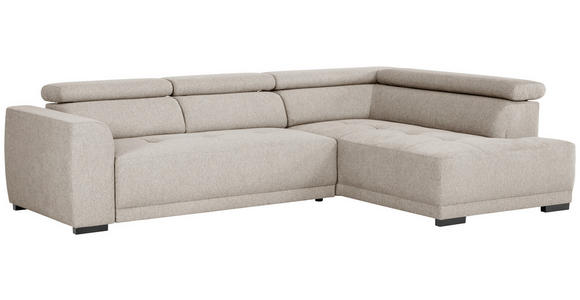 ECKSOFA Greige Struktur - Greige/Schwarz, Design, Kunststoff/Textil (284/205cm) - Xora