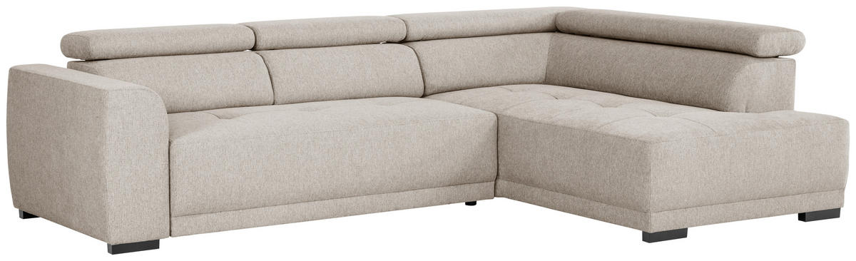 ECKSOFA Greige Struktur  - Greige/Schwarz, Design, Kunststoff/Textil (284/205cm) - Xora