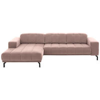 ECKSOFA in Velours Rosa  - Schwarz/Rosa, Design, Textil/Metall (195/293cm) - Beldomo Style