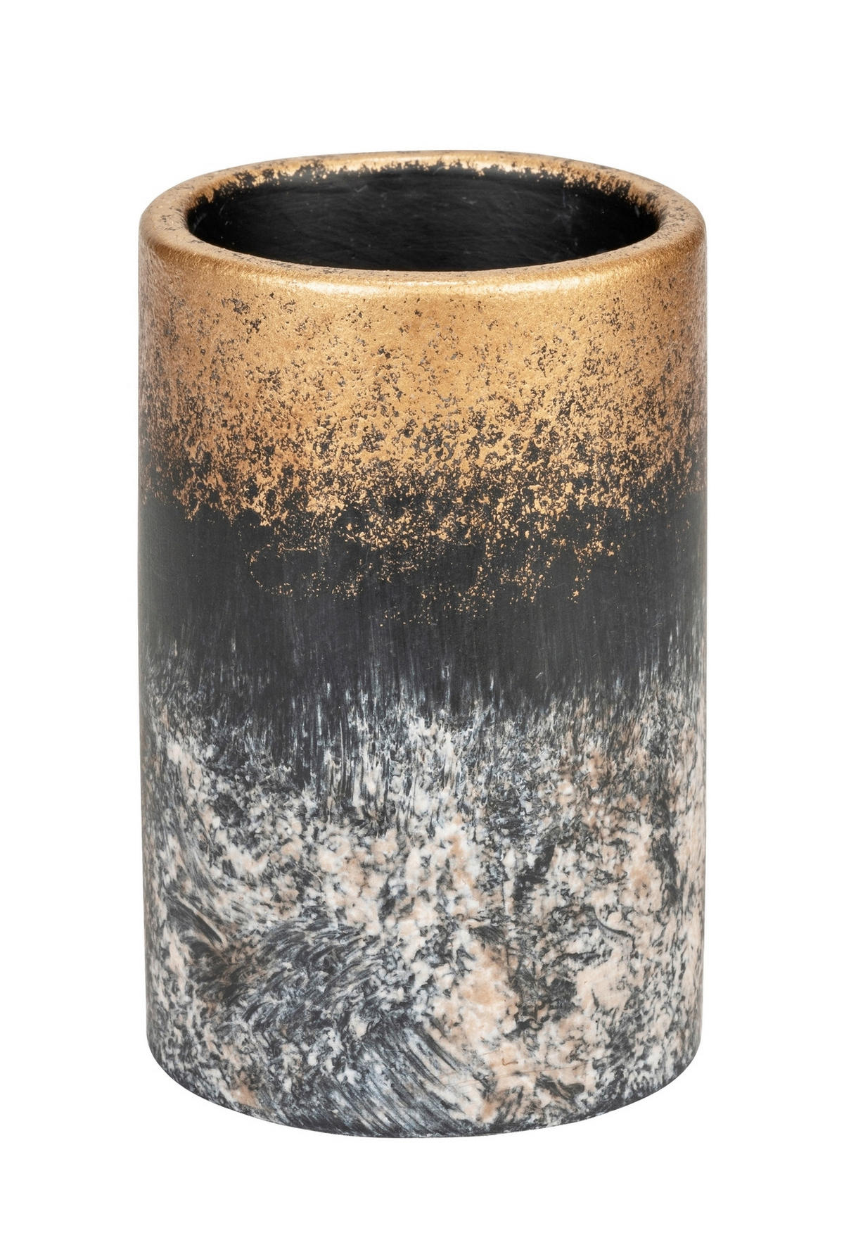 ZAHNPUTZBECHER Stein  - Schwarz/Grau, Basics, Stein (6,9/9,6/6,9cm) - Wenko