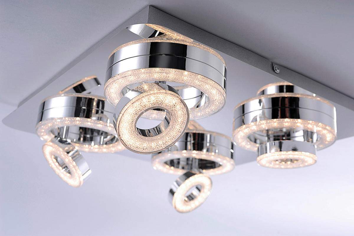 LED SVJETILJKA STROPNA  - boje kroma, Design, metal/plastika (40/40/13cm)