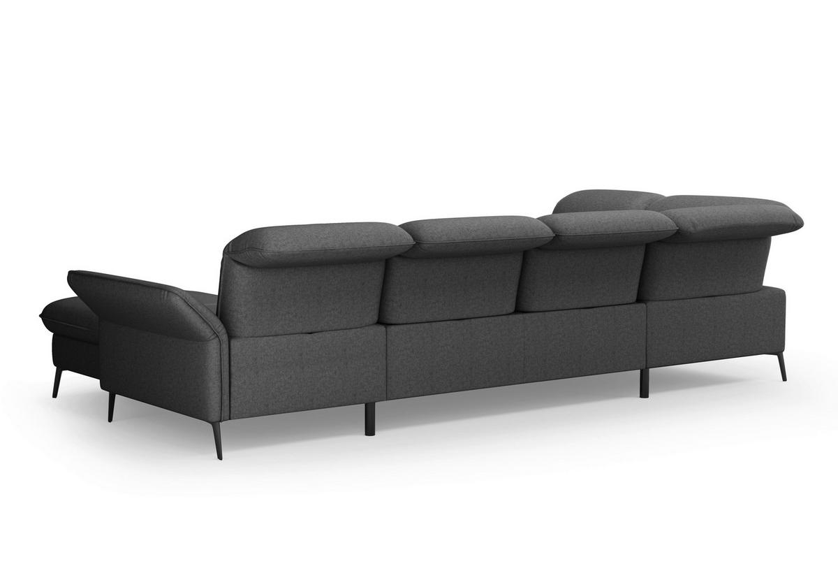WOHNLANDSCHAFT in Flachgewebe Dunkelgrau  - Dunkelgrau/Schwarz, Konventionell, Textil/Metall (231/359/198cm) - Sit & More