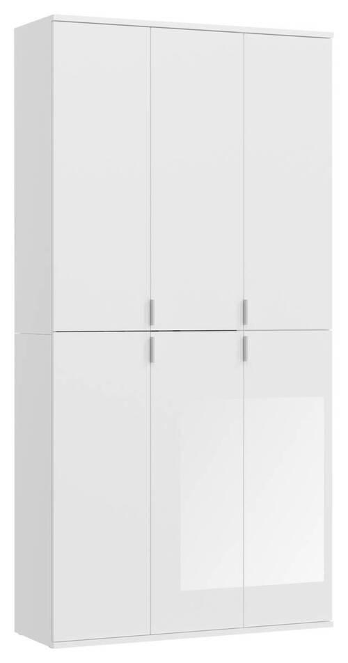DREHTÜRENSCHRANK 91/193/34 cm 6-türig Weiß Hochglanz  - Chromfarben/Weiß Hochglanz, MODERN, Holzwerkstoff/Metall (91/193/34cm) - MID.YOU