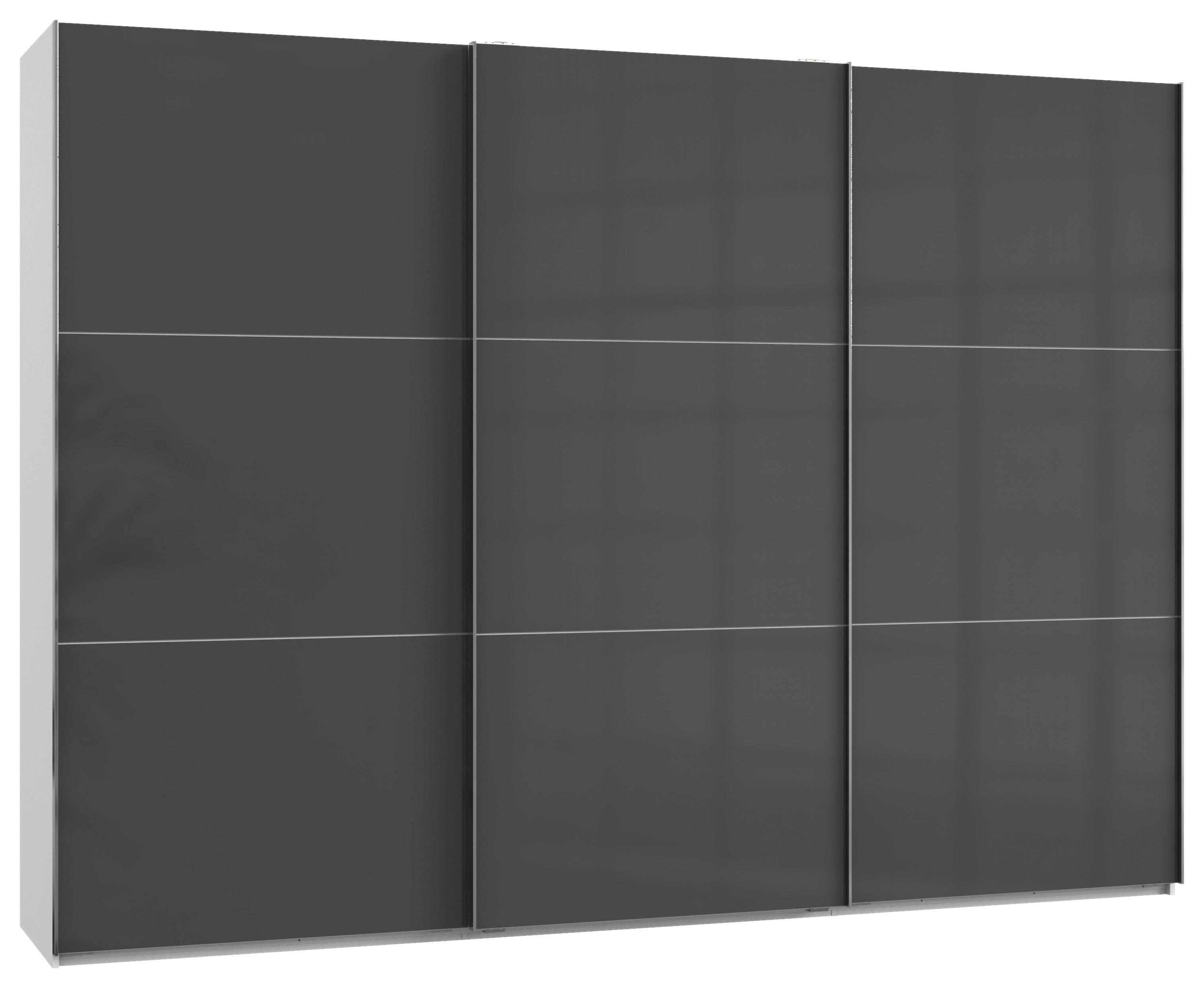 SCHWEBETÜRENSCHRANK 3-türig Grau, Weiß  - Chromfarben/Weiß, MODERN (300/216/65cm) - MID.YOU