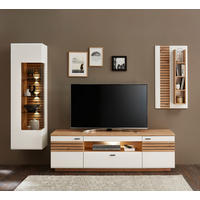 WOHNWAND  in Weiss, Eiche Artisan 285/195/47 cm  - Weiss/Anthrazit, Design, Glas/Holzwerkstoff (285/195/47cm) - Stylife