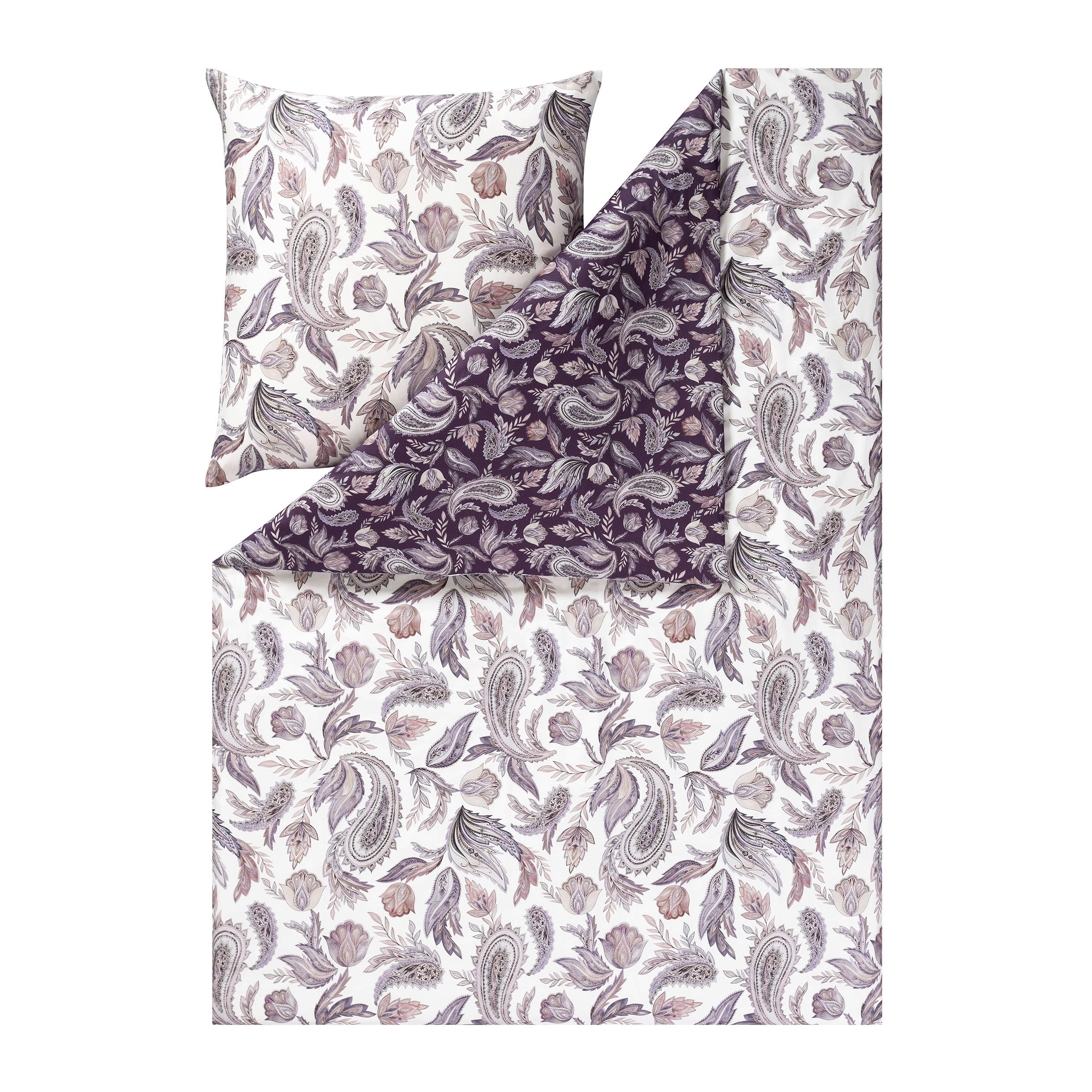 BETTWÄSCHE 135/200 cm Natürlich Estella Makosatin  - Pflaume, Design, Textil (135/200cm) - Estella