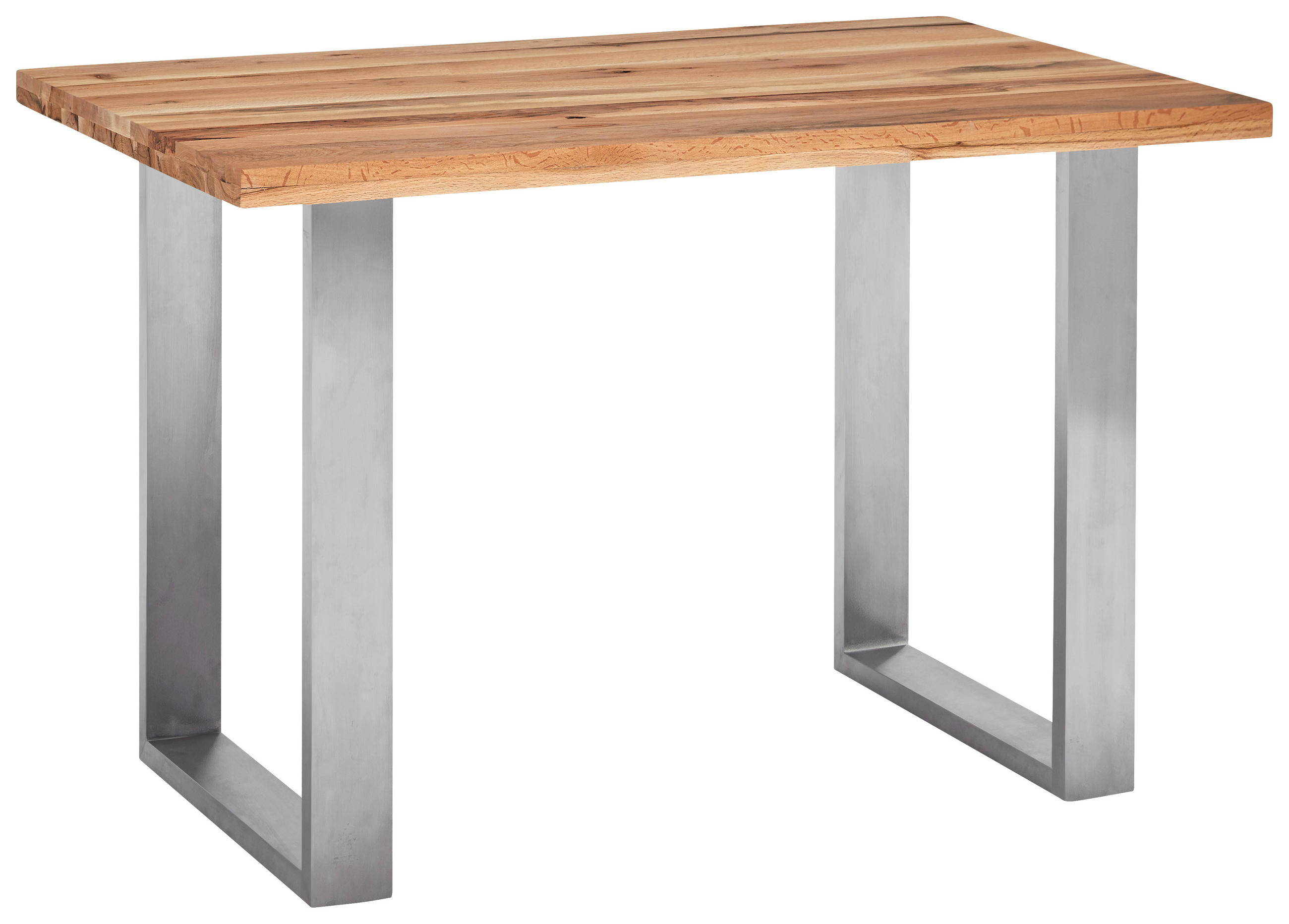 BARTISCH Wildeiche massiv rechteckig Eichefarben, Edelstahlfarben - Edelstahlfarben/Eichefarben, Design, Holz/Metall (160/100/95cm) - Novel
