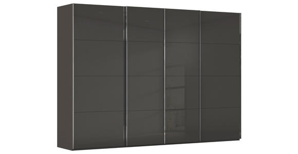 SCHWEBETÜRENSCHRANK  in Graphitfarben, Schwarz  - Chromfarben/Graphitfarben, Design, Glas/Holzwerkstoff (316/223/68cm) - Novel