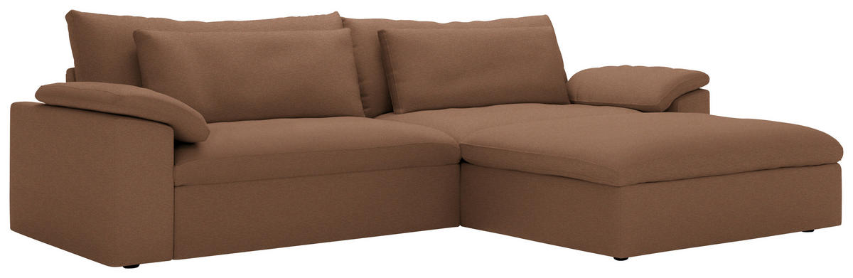 ECKSOFA  Chenille Altrosa  - Schwarz/Altrosa, Modern, Kunststoff/Textil (306/198cm) - Carryhome