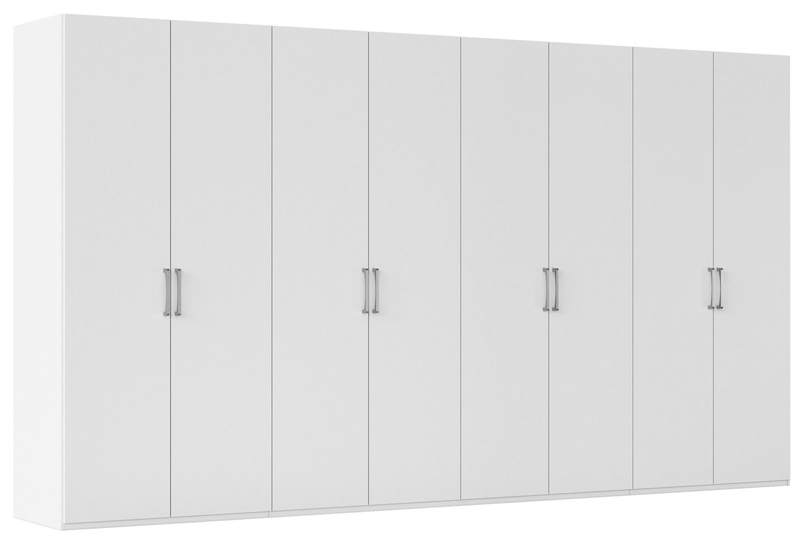 DREHTÜRENSCHRANK 400/223/61 cm,  in Weiß, 8-türig  - Edelstahlfarben/Weiß, Basics, Holzwerkstoff/Metall (400/223/61cm) - Novel