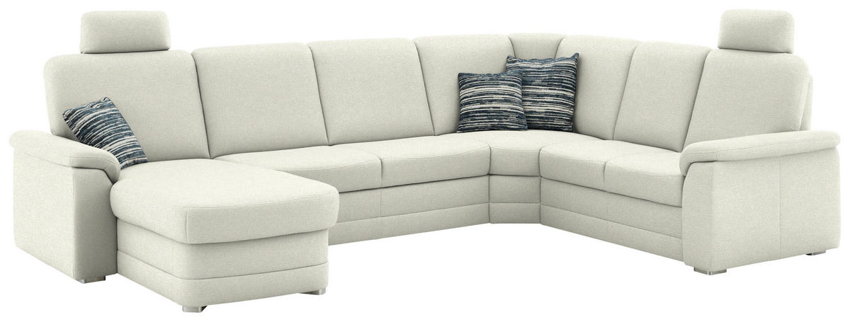 WOHNLANDSCHAFT  in Chenille Creme  - Creme/Alufarben, KONVENTIONELL, Holz/Textil (160/329/235cm) - Beldomo Comfort