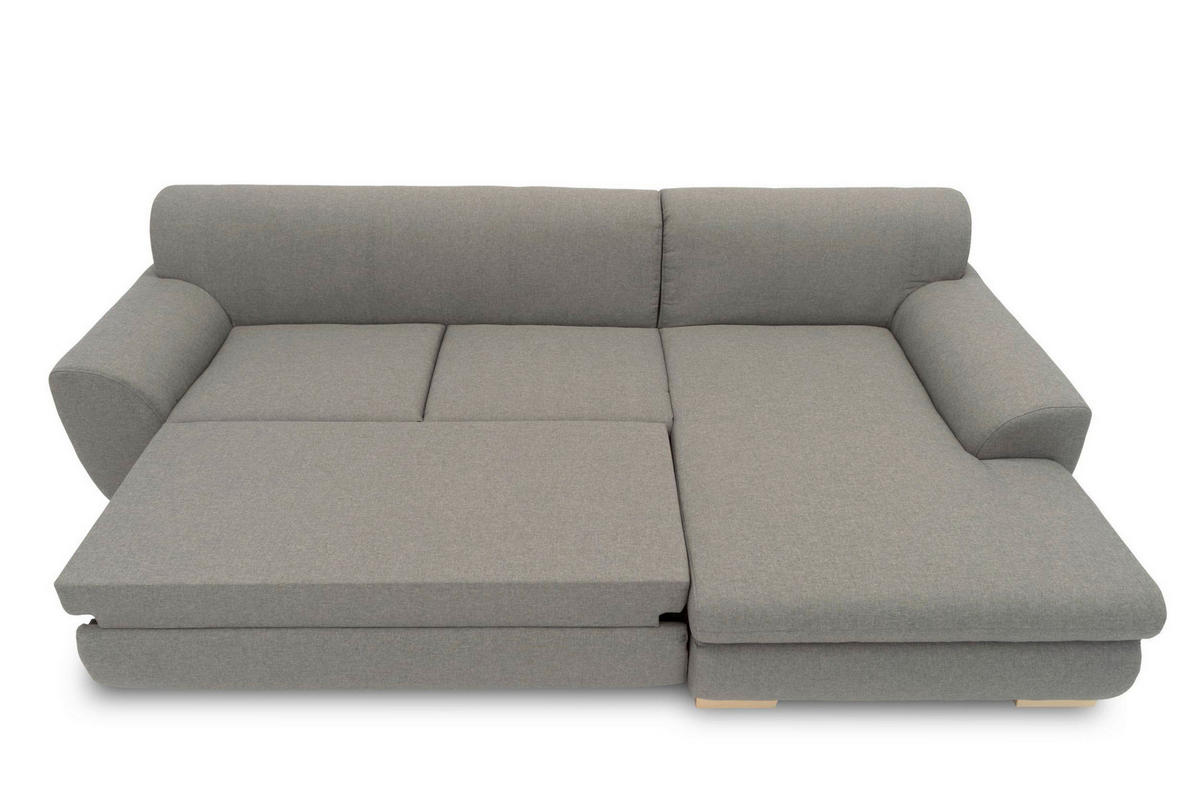 ECKSCHLAFSOFA NIKA Silberfarben Webstoff  - Silberfarben, Basics, Holz/Textil (277/156cm) - MID.YOU