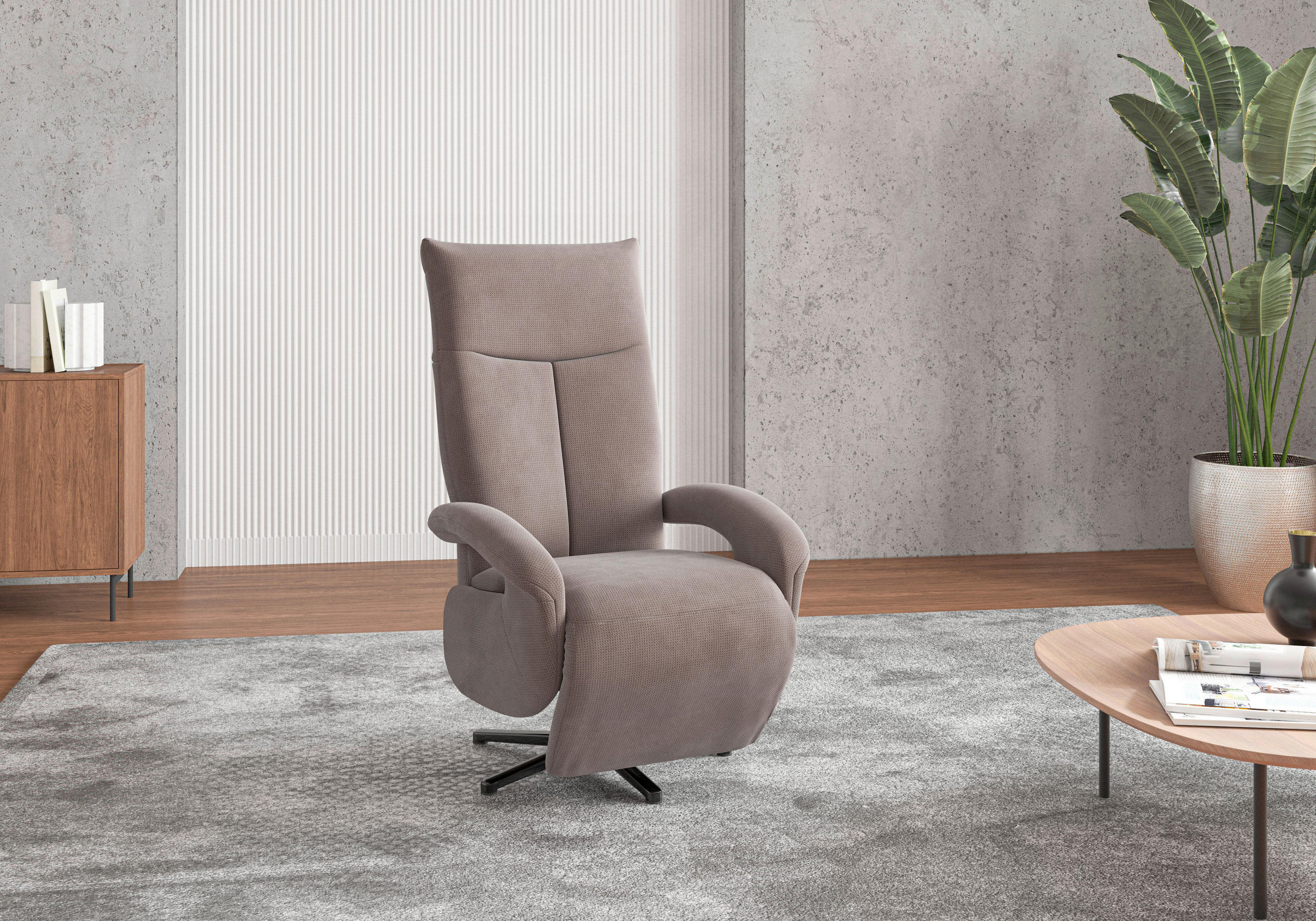 Sit & More KŘESLO, textil, šedohnědá