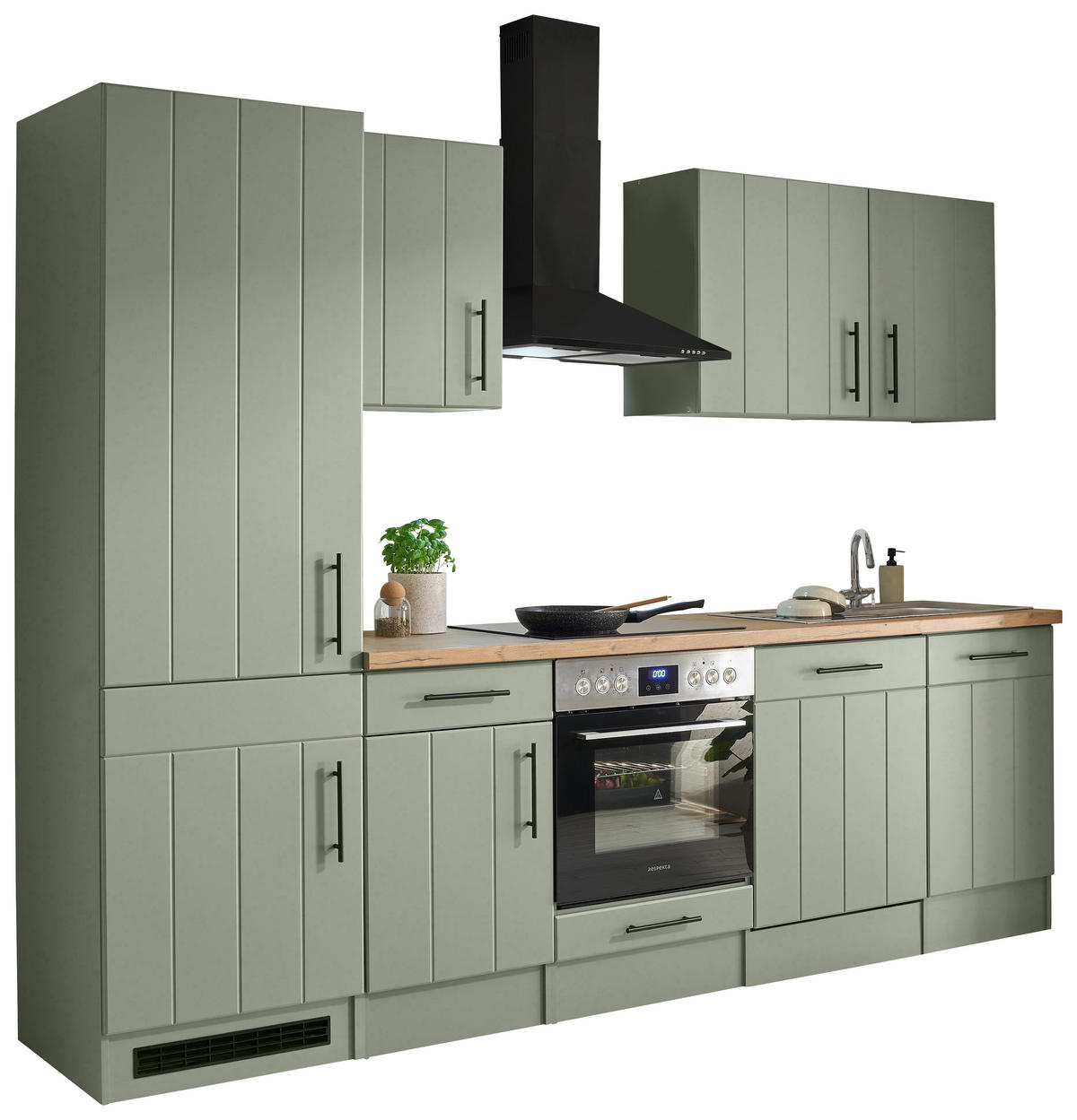 KÜCHENBLOCK 280 cm   in Wildeiche, Schilfgrün  - Schilfgrün/Wildeiche, Trend, Holzwerkstoff/Metall (280cm) - Respekta