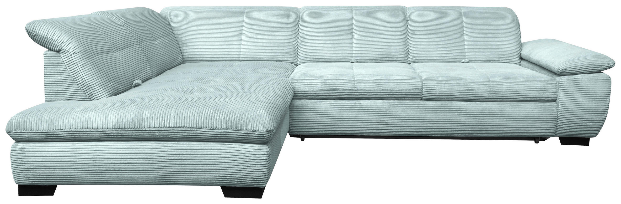 ECKSOFA in Cord Pastellblau  - Pastellblau/Schwarz, Design, Textil/Metall (242/313cm) - Xora