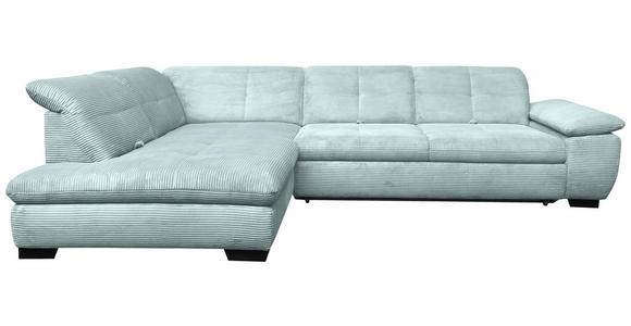 ECKSOFA in Cord Pastellblau  - Pastellblau/Schwarz, Design, Textil/Metall (242/313cm) - Xora