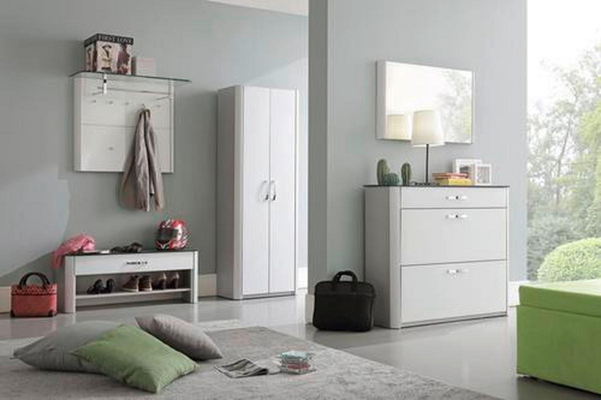 GARDEROBENPANEEL  in 96/78/33 cm  - Weiss/Alufarben, Design, Glas/Holzwerkstoff (96/78/33cm) - Moderano