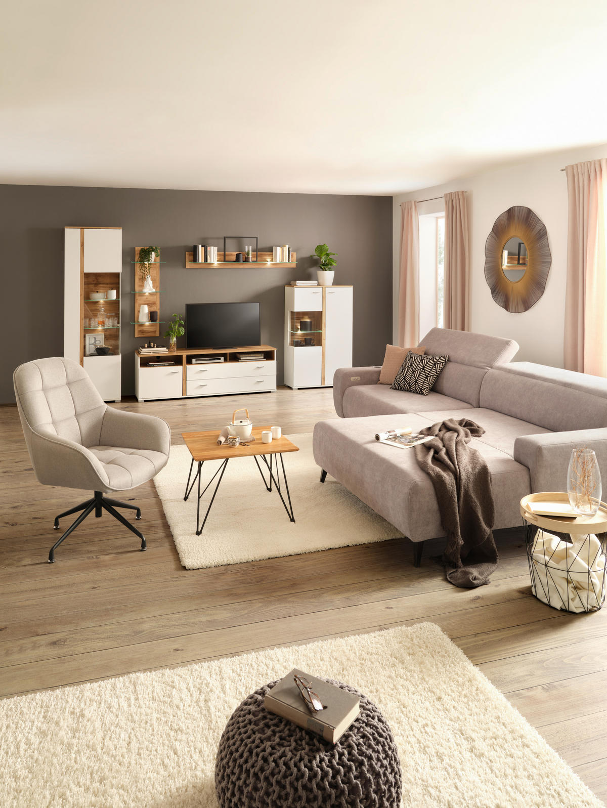 POLIČNI ELEMENT boja hrasta  - boja hrasta, Moderno, staklo/pločasti materijal (38/110/19cm) - Hom`in