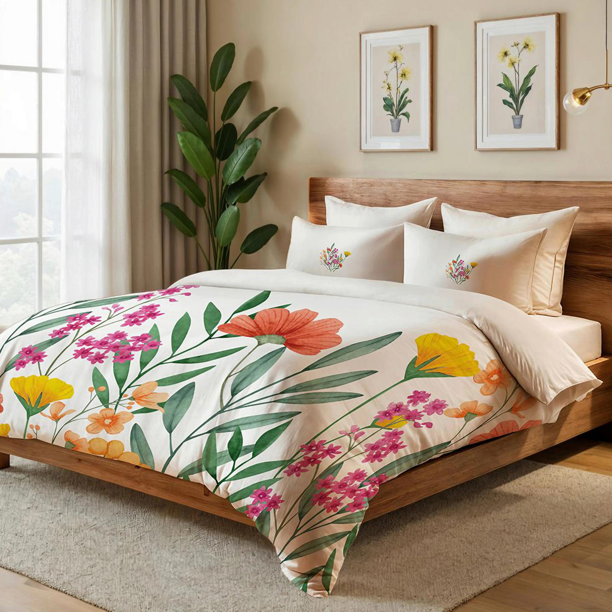 BETTWÄSCHE 155/220 cm  - Creme/Orange, Basics, Textil (155/220cm)