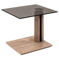 BEISTELLTISCH 55/47/47-65 cm Wildeiche furniert Grau, Wildeiche rechteckig  - Wildeiche/Grau, Design, Glas/Holz (55/47/47-65cm) - Venda