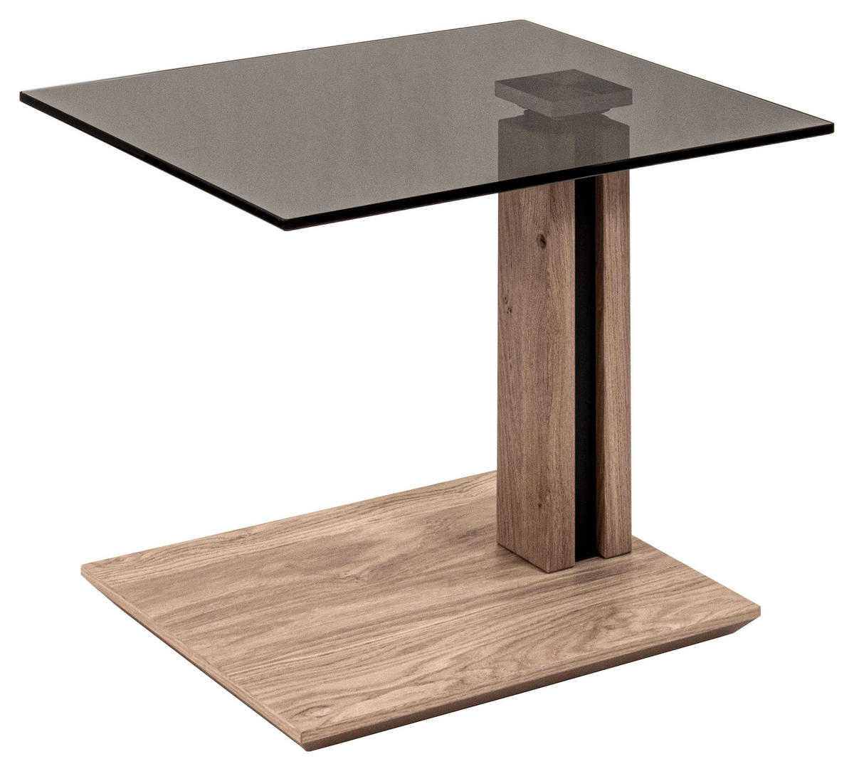 BEISTELLTISCH 55/47/47-65 cm Wildeiche furniert Grau, Wildeiche rechteckig  - Wildeiche/Grau, Design, Glas/Holz (55/47/47-65cm) - Venda