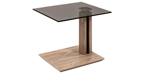 BEISTELLTISCH in Holz, Metall, Glas 55/47/47-65 cm  - Wildeiche/Grau, Design, Glas/Holz (55/47/47-65cm) - Venda