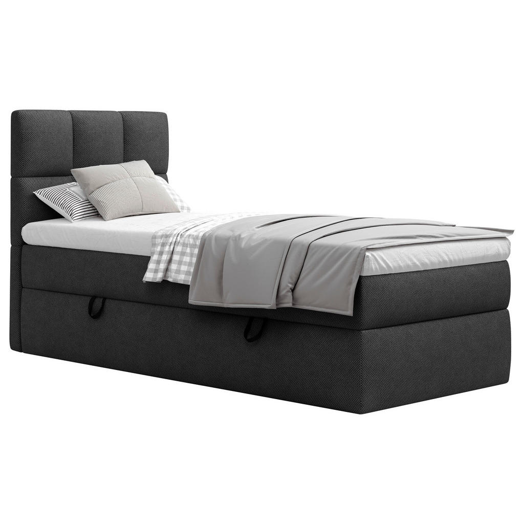 Thumbnail - Mid.you Boxbett, Schwarz, Holz, Textil, H3, 90x200 cm, Bettkasten, gepolstertes Kopfteil, Stoffauswahl, Topper durchgehe...