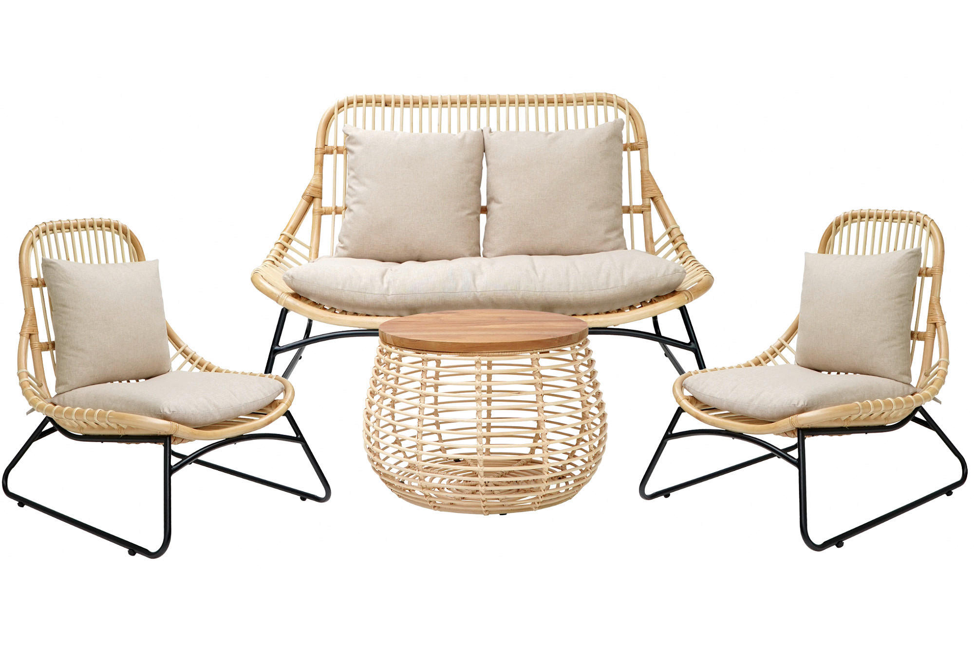Livetastic Rattan-Sitzgarnitur Natur