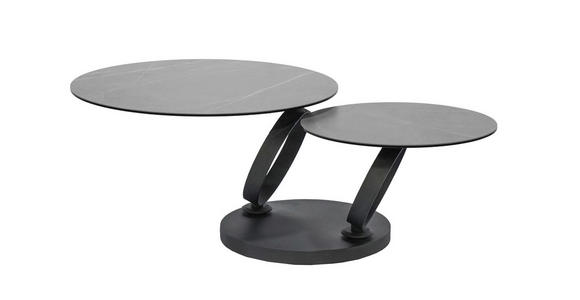 COUCHTISCH Sicherheitsglas 80-133,5/80/43 cm rund Grau, Schwarz  - Schwarz/Grau, Design, Glas/Keramik (80-133,5/80/43cm) - Dieter Knoll