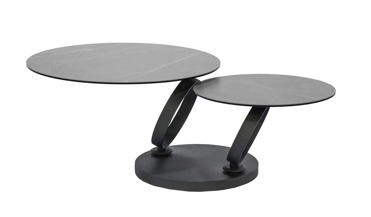 KONFERENČNÍ STOLEK, šedá, černá, kov, sklo, keramika, 80-133,5/80/43 cm - šedá/černá, Design, kov/sklo (80-133,5/80/43cm) - Dieter Knoll
