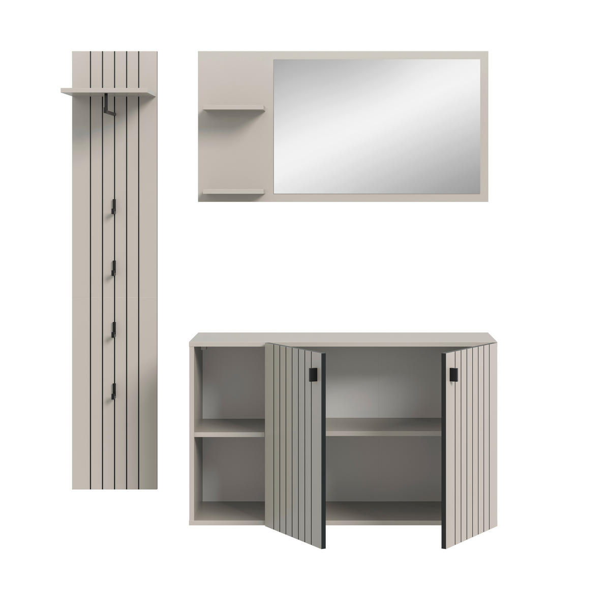 GARDEROBE 3-teilig  in 152/192/37 cm  - Kaschmir, Design, Holzwerkstoff (152/192/37cm) - MID.YOU