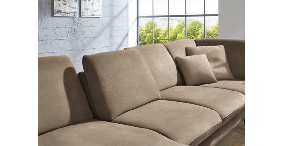 WOHNLANDSCHAFT in Velours Hellbraun - Hellbraun/Schwarz, Design, Textil/Metall (180/344/208cm) - Dieter Knoll