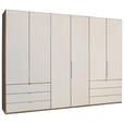 FALTTÜRENSCHRANK 300/216/58 cm 3-türig - Chromfarben/Magnolie, KONVENTIONELL, Glas/Holzwerkstoff (300/216/58cm) - Venda