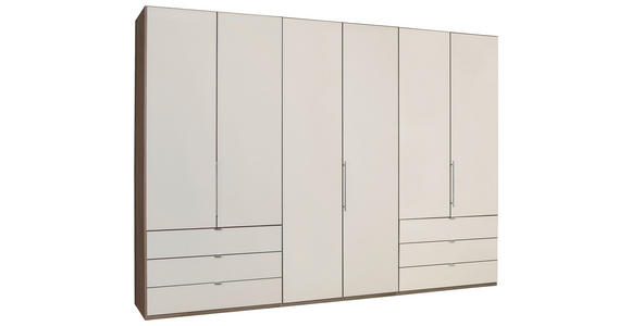 FALTTÜRENSCHRANK 300/216/58 cm 3-türig - Chromfarben/Magnolie, KONVENTIONELL, Glas/Holzwerkstoff (300/216/58cm) - Venda