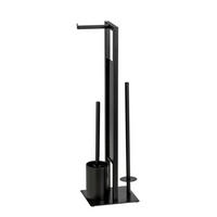 SET PENTRU WC metal, sticlă  - negru, Basics, plastic/sticlă (18/70/23cm) - Wenko