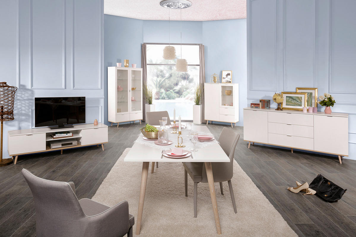 SIDEBOARD  in 180/87/40 cm  - Alufarben/Weiß, KONVENTIONELL, Holz/Holzwerkstoff (180/87/40cm) - MID.YOU